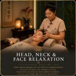 Wellness practitioner providing a Head, Neck & Face Relaxation treatment at Fairhaven Healing Spa.