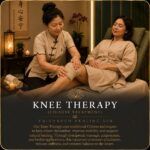 Wellness practitioner providing a traditional Chinese knee treatment at Fairhaven Healing Spa.